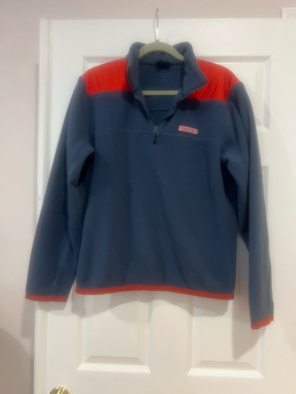 Vineyard Vines Navy and red Fleece Top zip up